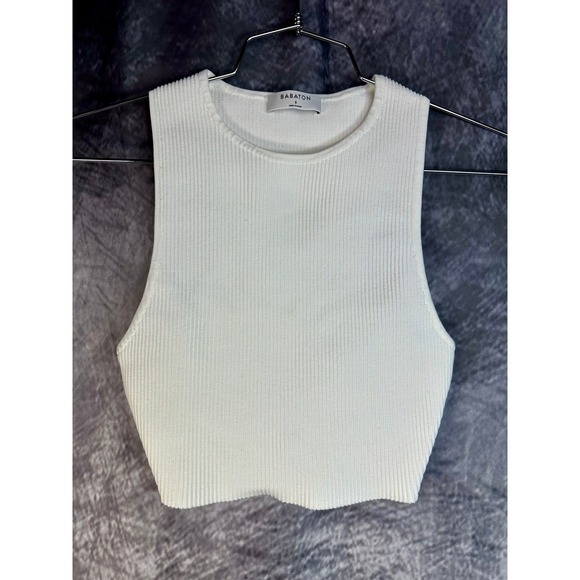 Aritzia Tops - Aritzia Babaton Sculpt Knit Tank Top Women Sm White Ribbed Racerback SPX13821-21